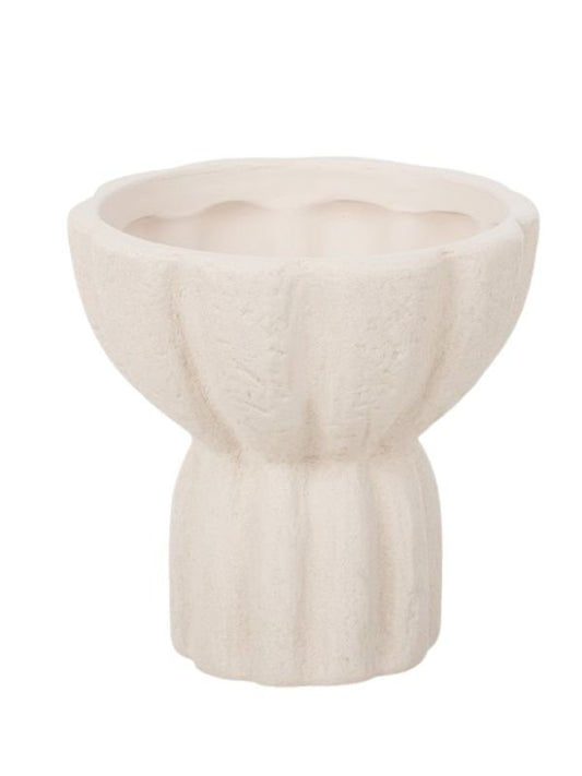 Jarrón de Terracota Esférico Blanco - 15 cm