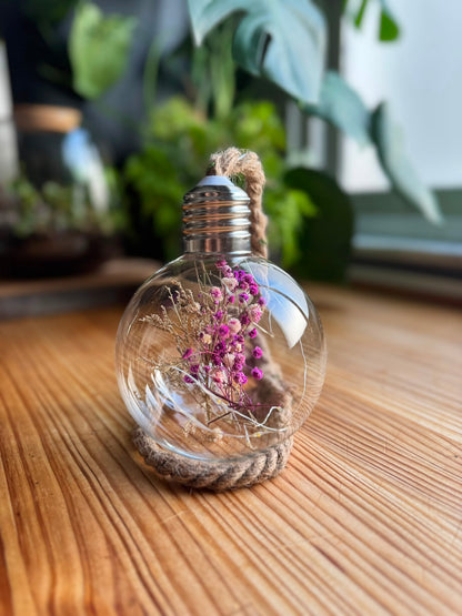 Bombilla Decorativa con Flores Secas