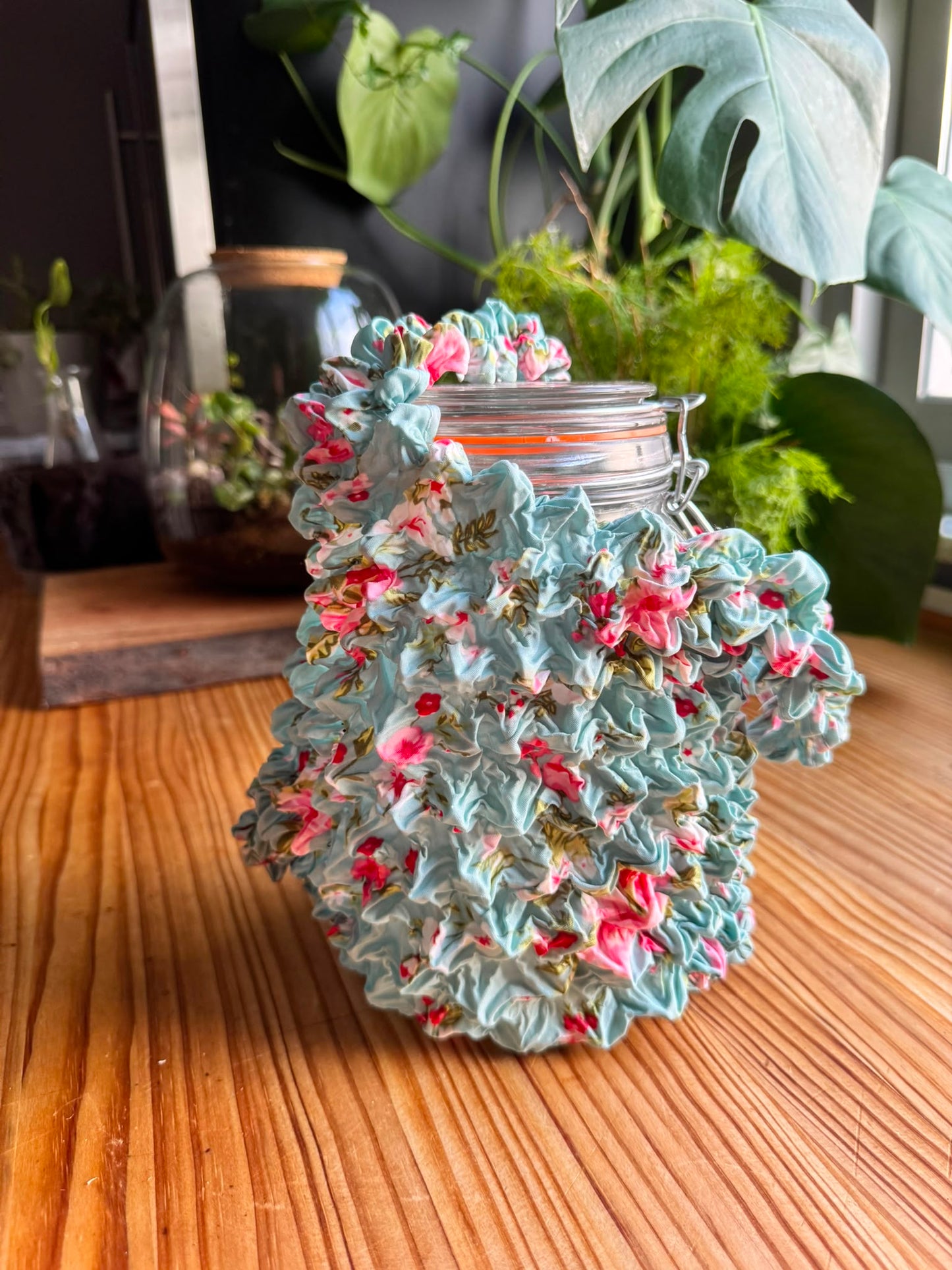 Bolsita Fruncida Estampada Verde Agua
